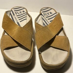 Fly London beige Suede Sandals 8 1/2